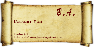 Balean Aba névjegykártya